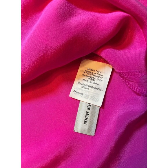 J Crew Blouse Silk Pink Magenta Long Sleeve Pleats Button Cuff Prep Office XS - Picture 5 of 16